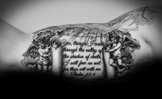 psalms 23 chest tattoo