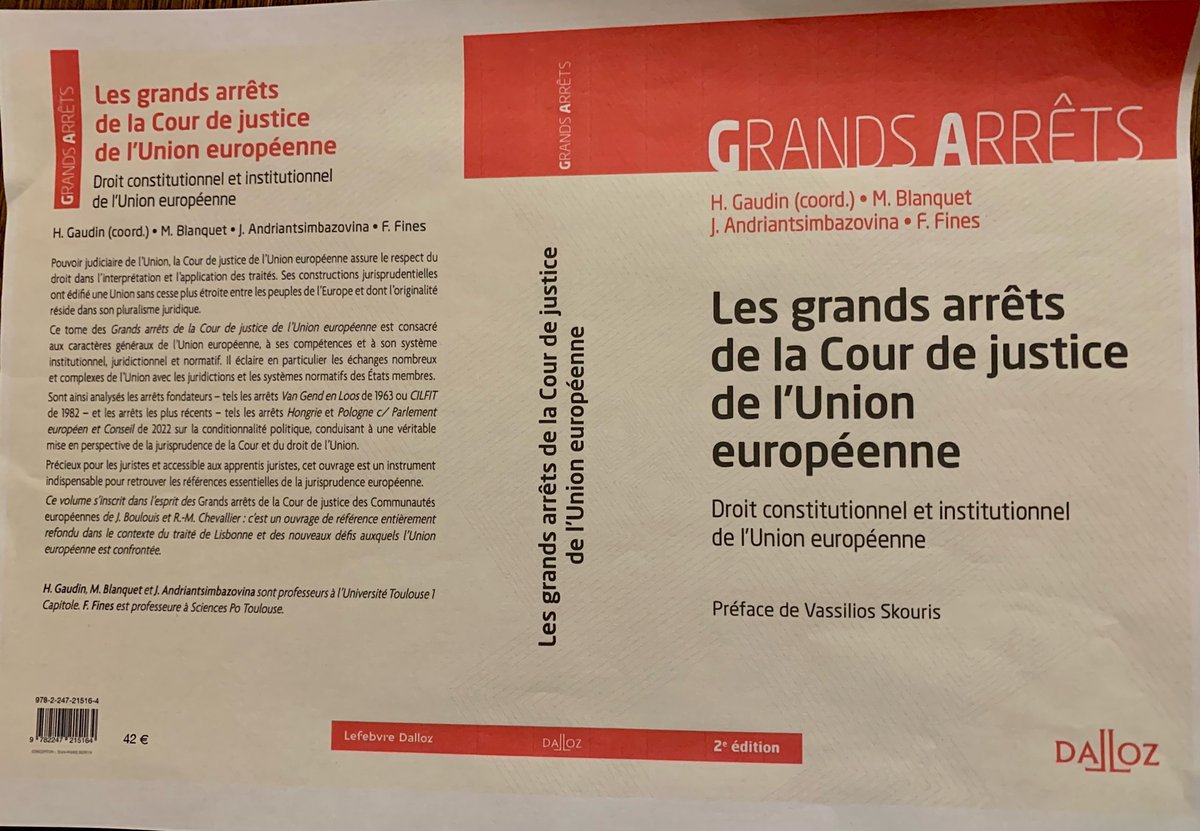 A paraître (enfin!) aux éditions Dalloz, Grands arrêts de la Cour de justice de l'Union européenne (2ème édition)