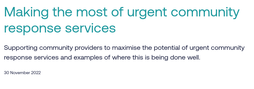 NorthGreyLitC's tweet image. Making the most of urgent community response services - NHS Confederation

#community_services #emergency_care #resource_management #greylit #greyliterature #nglc

tinyurl.com/nglc221124055
