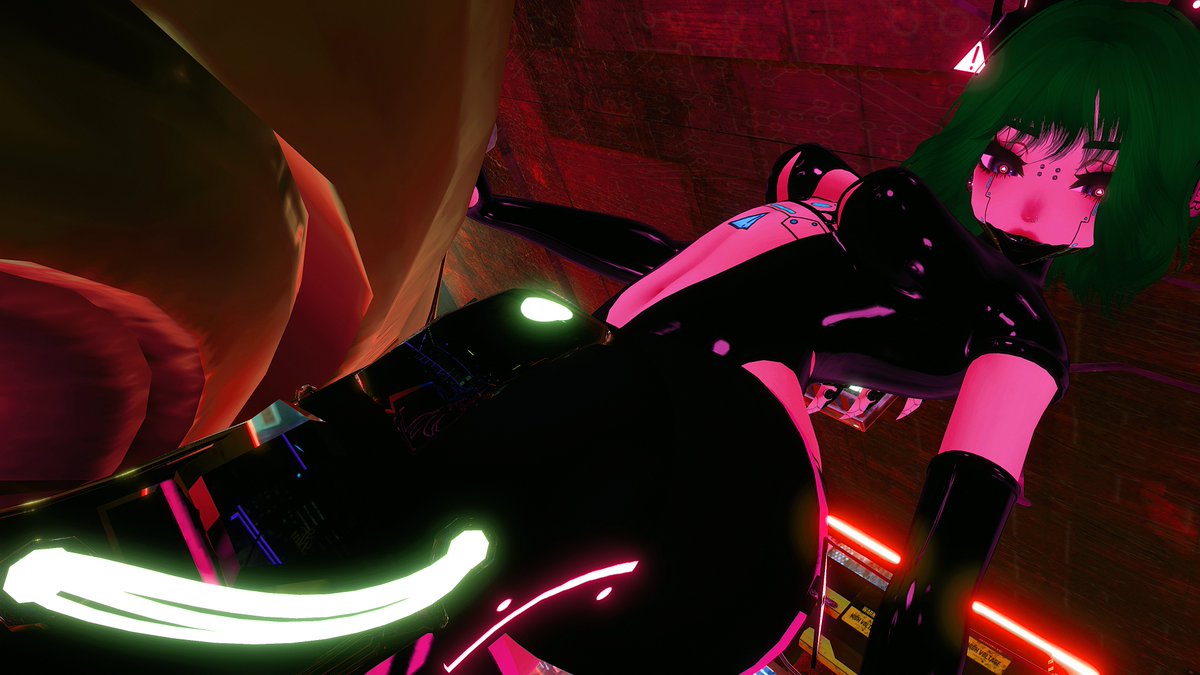 CyberJackieVR's tweet photo. Well hello there 💚

#vrchat #vrc #cyber #cyberdemon #cyberchick https://t.co/6YlMOhECi3