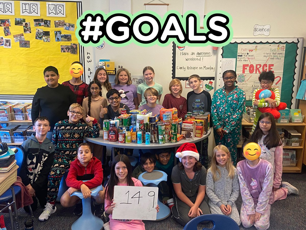 These 5th graders continued #CrushingIt in our school Food Drive, bringing in 149 items! (And yes, the line graph had to be recreated a 2nd time to keep up with the generous donations!) 🎊 <a href="/ScottsRidgeES/">Scotts Ridge ES</a>