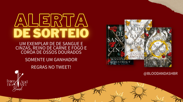 🚨 SORTEIO |Comemoração de 4 mil seguidores!

🎁 Kit dos três livros da série
🎁 Apenas um ganhador

Regras:❗️ Seguir 
<a href="/bloodandashbr/">De Sangue e Cinzas BR | From Blood And Ash BR</a>
 
❗️ Dar RT neste tweet (sem citar)

🍀 Resultado: 18/12

Conta aqui embaixo pra gente qual deles é seu favorito 👇🏻