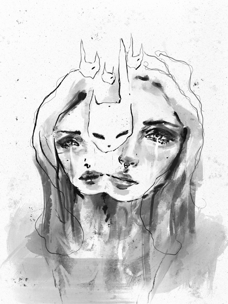 leylabuk's tweet photo. These are the two pieces with edits still available in my “SketchBuk” collection on Objkt.

“Girl with weird cats”, 11/15 left, 10 $XTZ 
“Two sides (or sad with cats)”, 8/15 left, 6 $XTZ 

follow the link 👇🏻 https://t.co/NFNsOPRo8Z