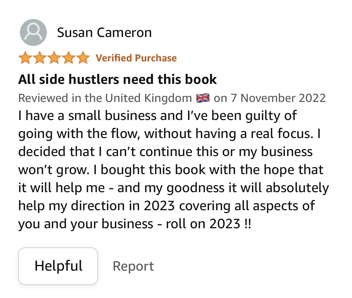 Whoop!

Love this Amazon review for my 'Happy Side Hustle' 2023 Planner.

'All side hustlers need this book’ ❤️❤️❤️ #sbs <a href="/TheoPaphitis/">Theo Paphitis</a> #sidehustle #sidehustler