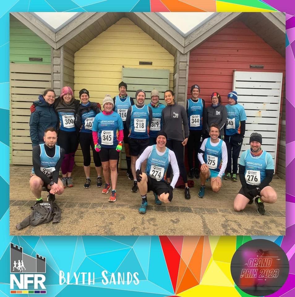 🏁🏳️‍🌈
Wow, a fab start to the NFR 22/23 Grand Prix - the 62nd Blyth Sands race.  Running along the beach - dodging the tide, vaulting groynes, and battling the icy wind. We loved it! Huge thanks to <a href="/BlythRC/">Blyth Running Club</a> #LGBTQ #Runners