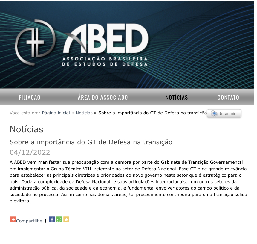 AbedDefesa's tweet photo. Nota da ABED sobre a importância do GT de Defesa

https://t.co/PGIFQoQkwo https://t.co/EzmRwXJzbw