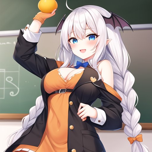 これはオレンジタイツなボイロサキュバス紲星あかりちゃん描いて…ってAIくんにお願いし続けてたら描いてくれた、オレンジを投げつけてくるボイロサキュバス紲星あかりちゃん 