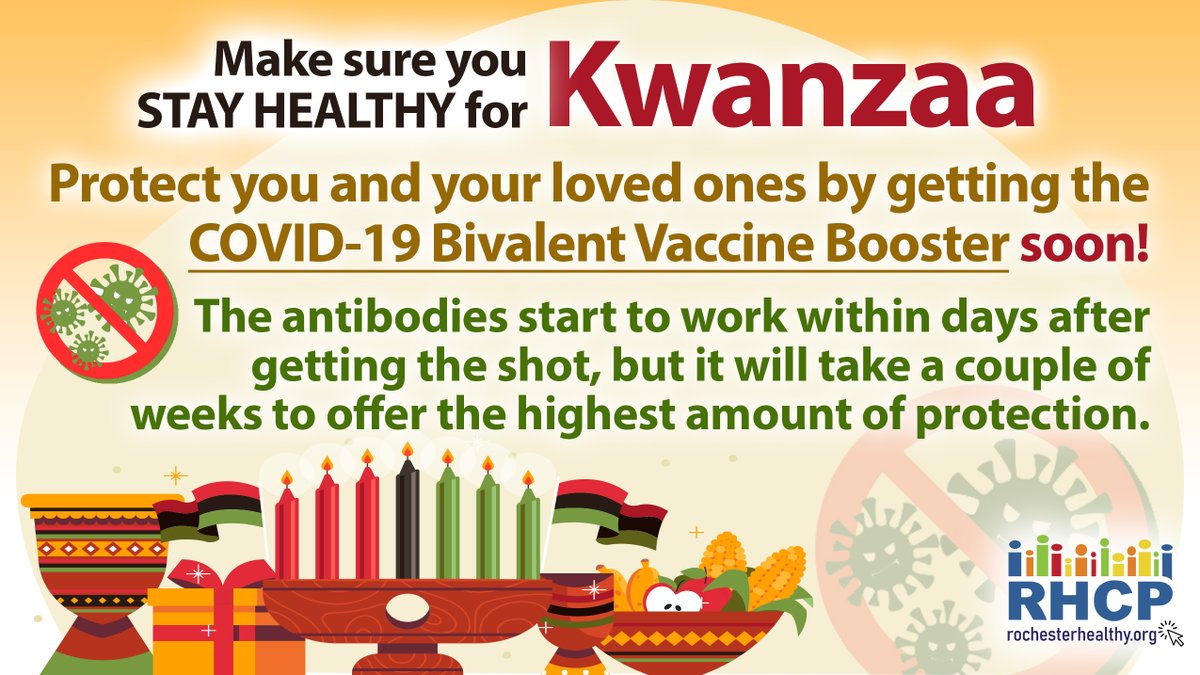 Scheduling your Covid #BivalentBooster now may be the most important thing you can do for your loved ones to celebrate #Kwanzaa together! #RHCPCares 

#Kwanzaa2022 #CovidIsntOver