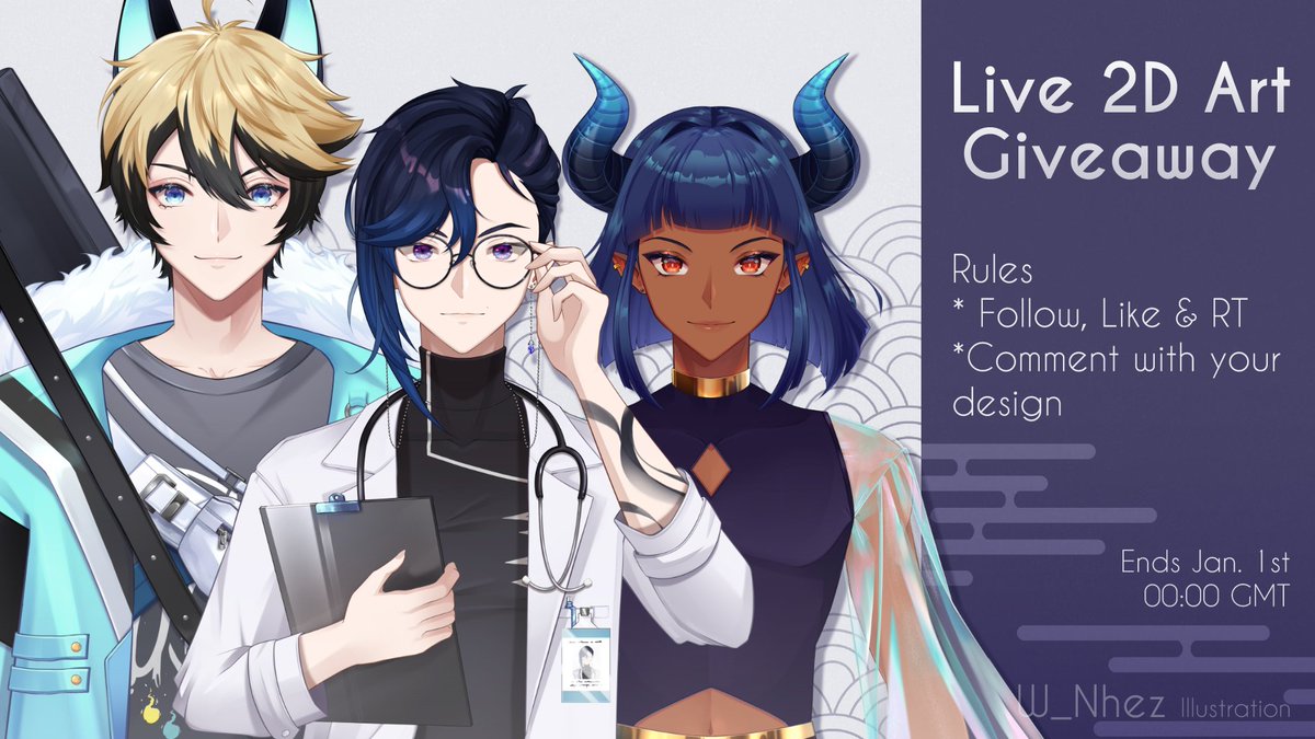 ❄️Vtuber Model Giveaway!❄️
Thank you so much for this wonderful year to celebrate I will be giving away a ready to rig model! 🐍

How to enter:
❄️Follow, Like &amp; RT
❄️Reply with your design

The winner will be picked Jan 1st 00:00 GMT!
Good luck! 💙
#Vtuber #ENVtuber #giveaway