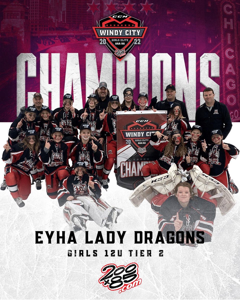 200x85's tweet photo. Our 2022 Windy City Girls Elite champions!!!🔥🙌🏼
#200x85 #tournament #champions #youthhockey #hockey #winners #girls https://t.co/CiQtwc4avk