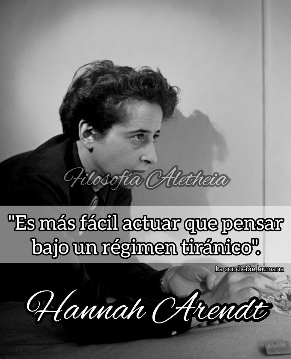 Filo_Aletheia's tweet photo. 🦉 #UnDiaComoHoy , hace 47 años, fallecía Hannah Arendt (1906 - 1975) 🇩🇪 🦉
#filosofía #aletheia #filosofia #hannaharendt #arendt #muerte #regimen #pensar #pensamientos #actuar #filosofas #philosophy #cultura #frases #frasesfilosoficas https://t.co/NseJMfeRfp