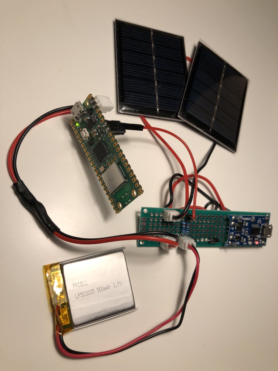 aittalam's tweet photo. "#PicoGopher Part 6: here comes the sun", or where I harness the power of a flaming star to server gopherholes from a thumb-sized server.

https://t.co/MUsJ7WR3Nm

#gopher #SmallInternet #raspberryPi #raspberryPiPico  #SelfHosting https://t.co/4rzqCp6OX8