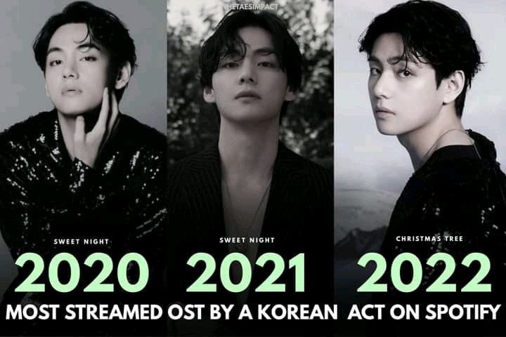 Bulletproof__77's tweet photo. —¡Taehyung ha tenido el K-OST más reproducido en Spotify durante tres años consecutivos!

-En 2020 y 2021, 'Sweet Night' de V fue nombrada el OST más reproducida y este año, fue reemplazada por su OST 'Christmas Tree'. https://t.co/HHWRe9QRve