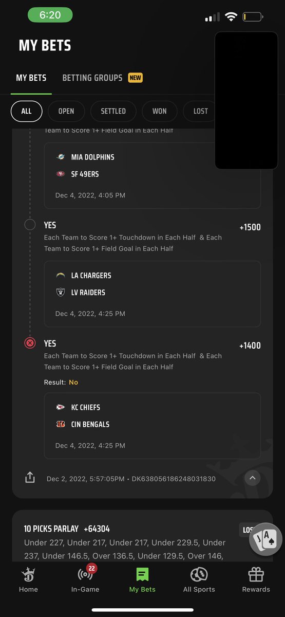 tube_youssey1's tweet image. Both teams scored in the first half and a field goal and we’re during the second half now and it showed me thatt i losy @DKSportsbook explain? #NFL #DraftKings #draftsposting