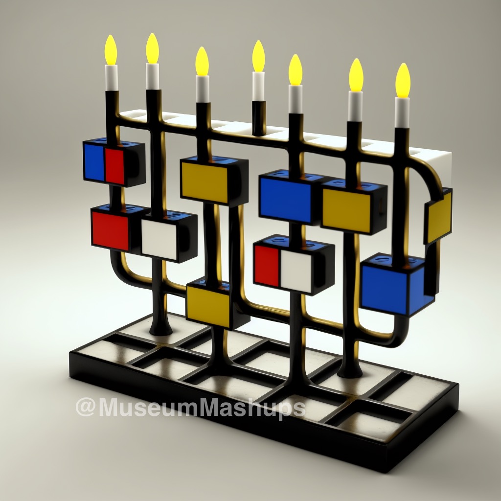 MuseumMashups's tweet photo. Christmas and Hanukkah in the style of Piet Mondrian. #PietMondrian #Christmas  #Hanukkah  #midjourneyV4  #AIart #AIArtwork https://t.co/sYGJzec7G5