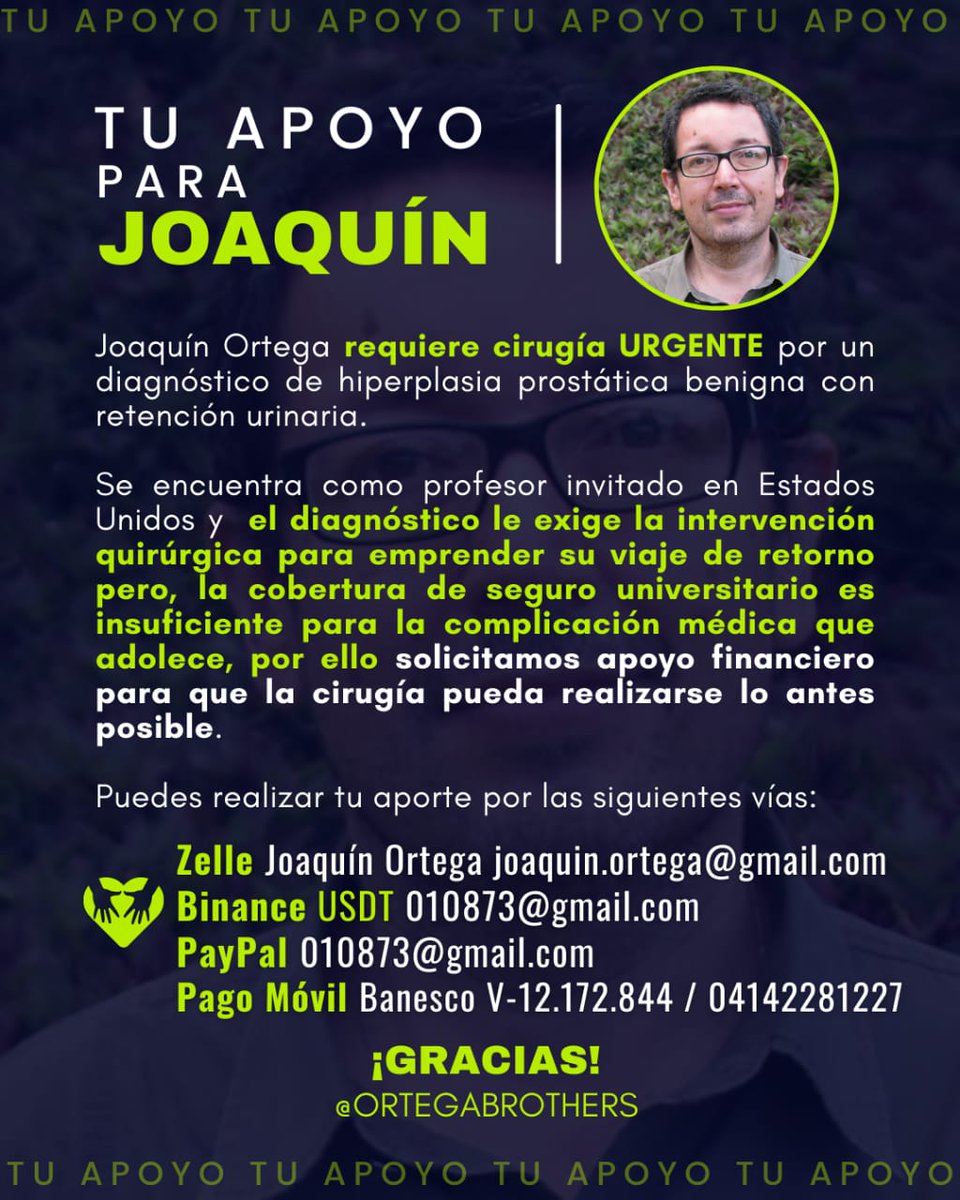 Ésta vez me tocó a mi amigos... actualmente necesito una cirugía y estoy fuera de Venezuela. Parte de los gastos clínicos y post operatorios se escapan de mi presupuesto. Agradezco su mano amiga. Aquí los datos:
