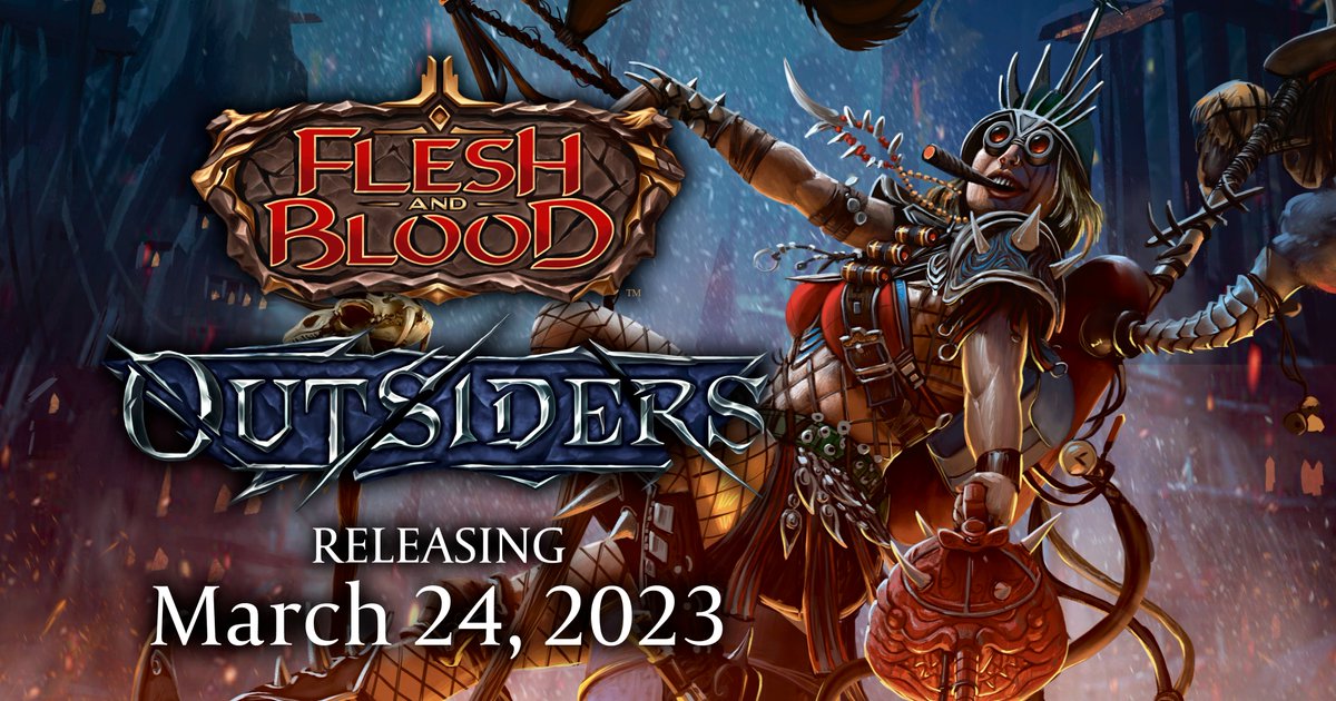 📣Flesh and Blood delves down into the Pits, the sprawling web of underground caverns and canals, home to all manner of backstabbing and skullduggery.
Outsiders releases March 24, 2023. Pre-releases in stores worldwide March 17-20👀
#fabtcg