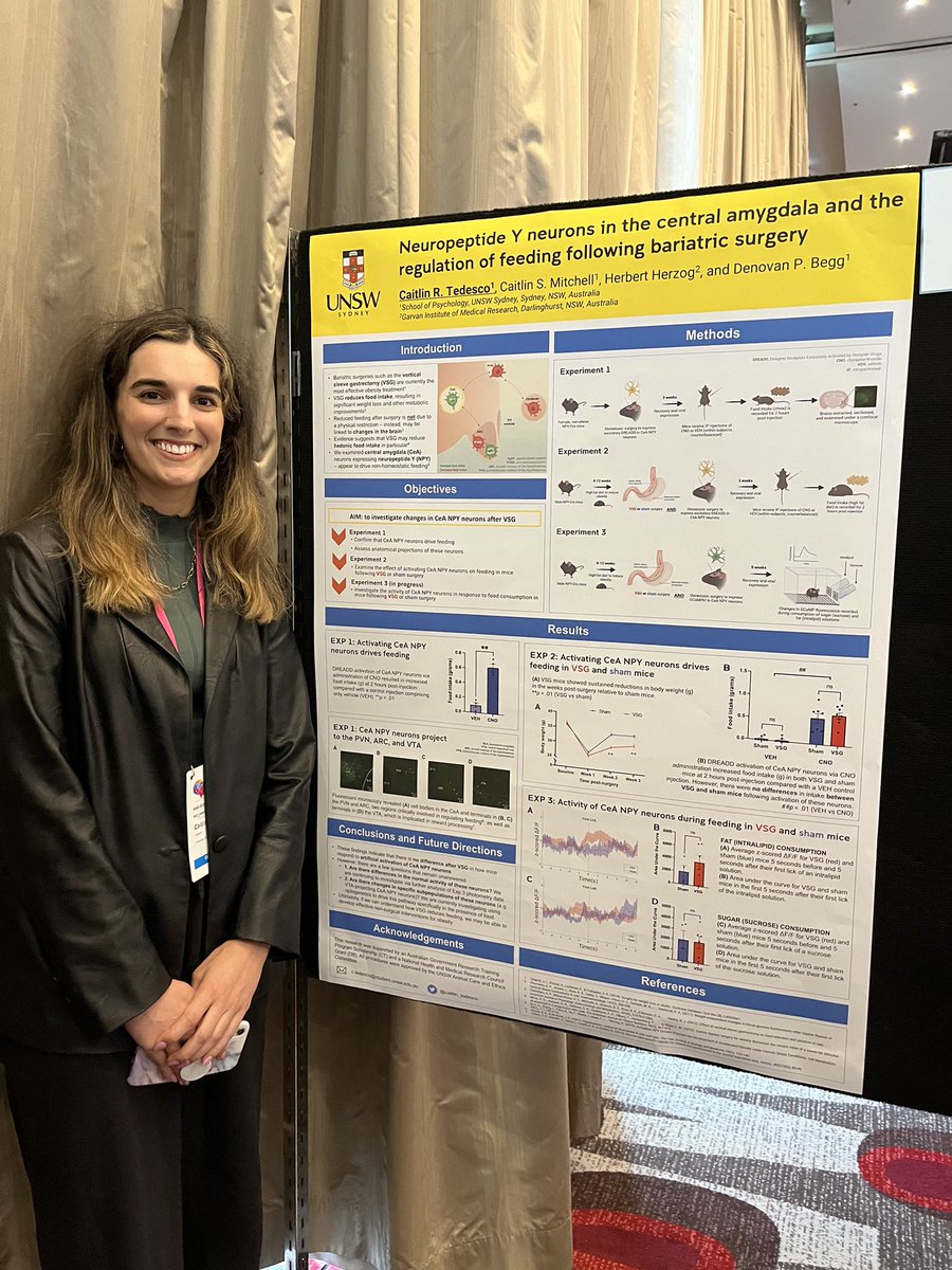 I’ll be presenting a poster at #ANS2022 today! Come find me at poster #5 during the lunch break to hear about the work I’ve been doing investigating neural mechanisms underlying the efficacy of bariatric surgery @AusNeuroSoc