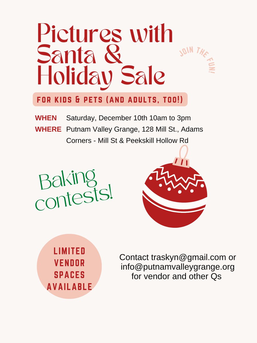 traskyn's tweet photo. Tell Santa if you've been naughty or nice - and get a picture with you, your kids - even your pets! Saturday December 10th at the Putnam Valley Grange! https://t.co/i6V5WPsDMS