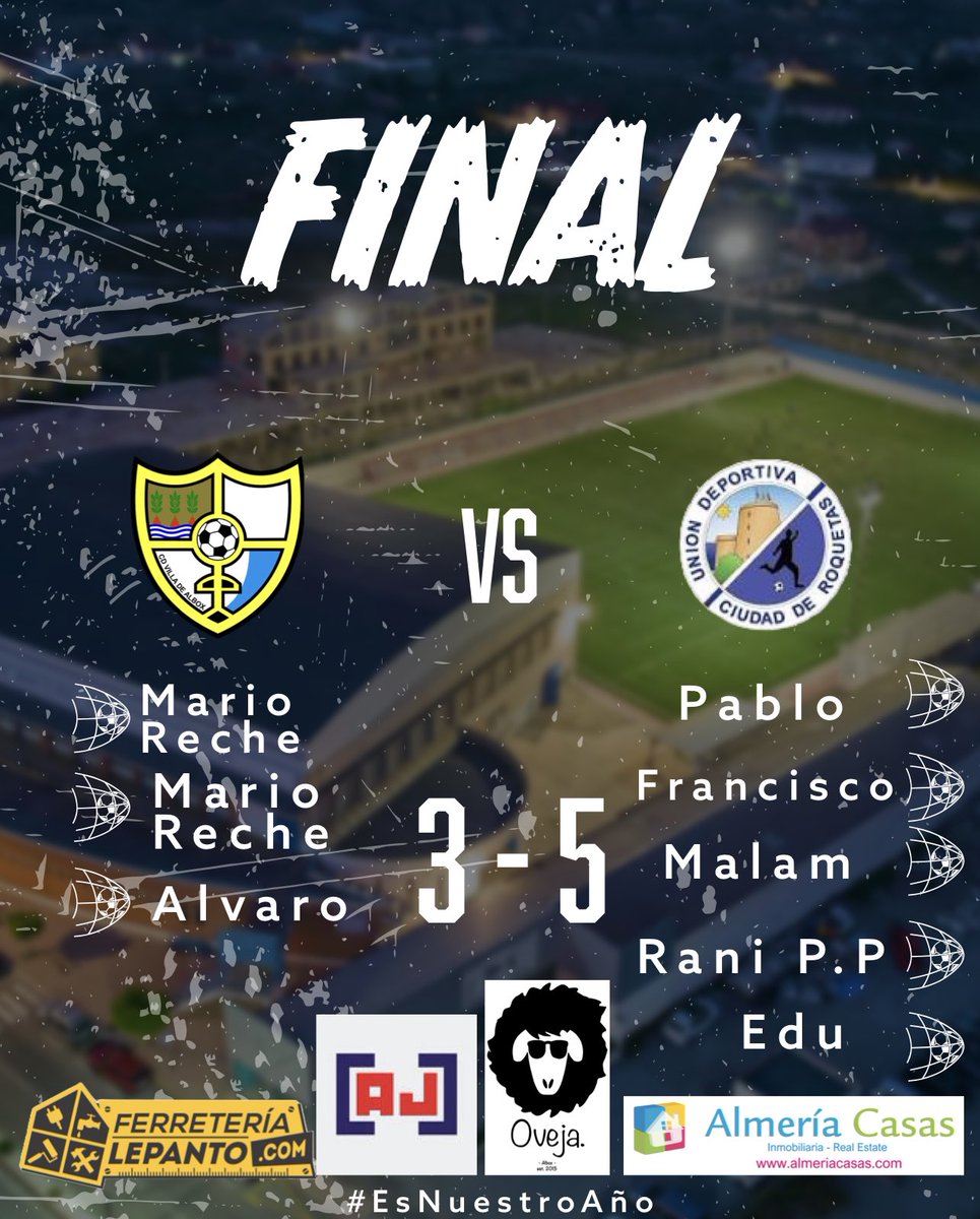 No ha podido ser.
El equipo cae derrotado por 3-5 por un gran Ciudad de Roquetas.
Seguro que lo levantaremos, y más con vuestro apoyo.