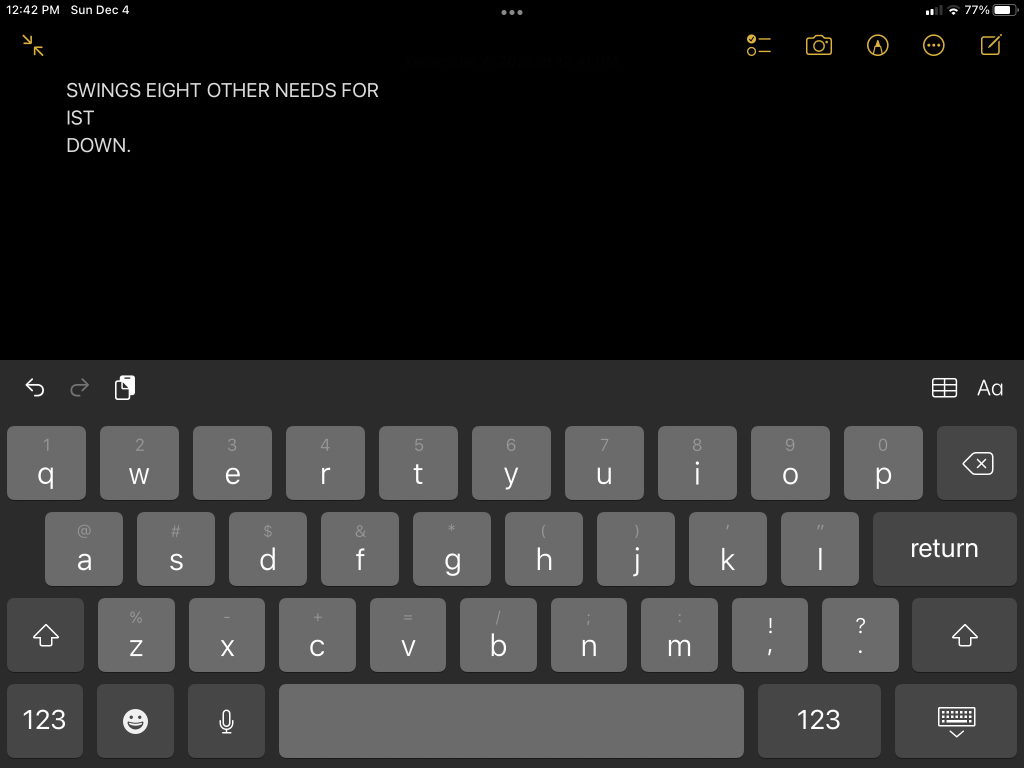 Let's really mix things up across several generations of technology...NTSC analog video from a DTV converter box, a1986 era closed caption decoder playing into a 2001 Zenith console TV and a 5th generation iPad mini picking out and performing OCR on the generated text.
