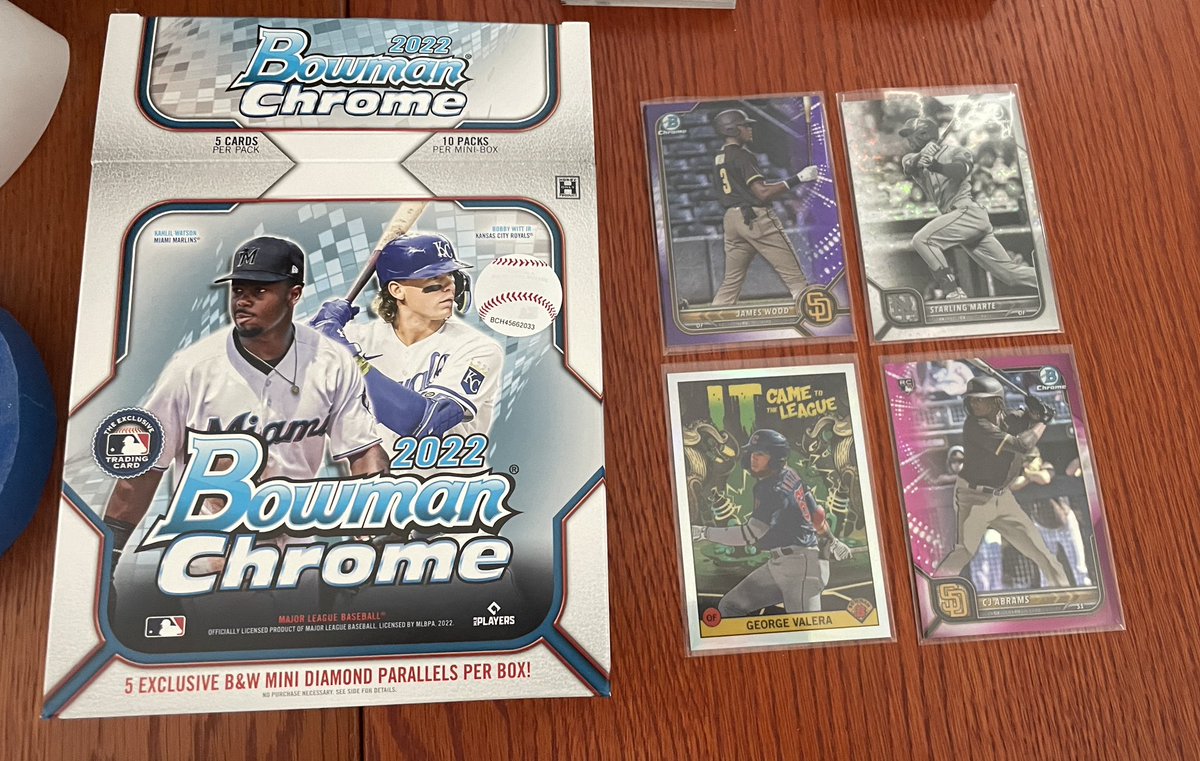 krl224's tweet photo. @Topps @CardPurchaser ripped some BC Lite. Both boxes missing hits, with only a single B&amp;W per box… the ‘hits’ shown below. Brutal. https://t.co/chIMFWTjyh