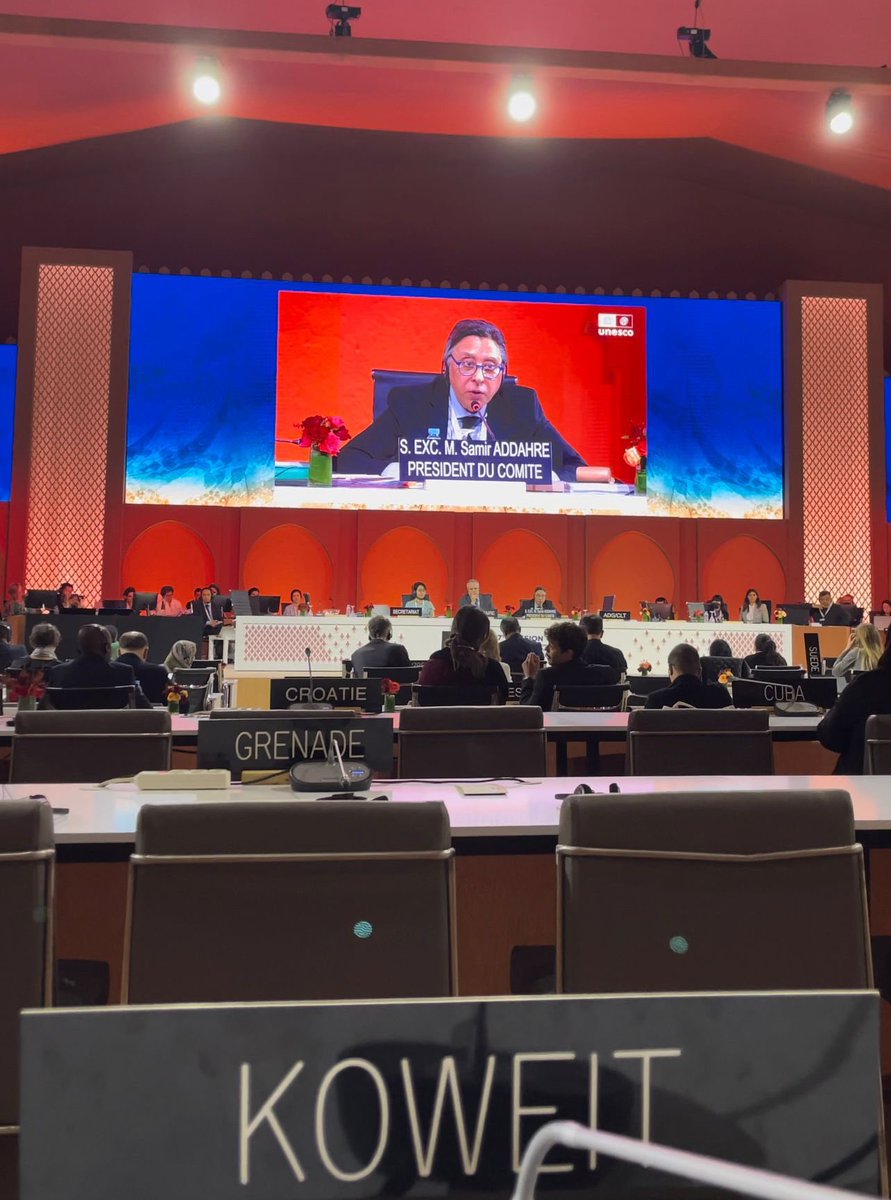 Adam_Almulla's tweet photo. The 17th session of the #ICH was concluded with amazing success! Sincere gratitude to the extraordinary chairperson H.E. Samir Addahre and the Kingdom of #Morocco 🇲🇦, and congratulations for to member states for the inscription of their elements 👏🏼 https://t.co/kGvZPprAPd