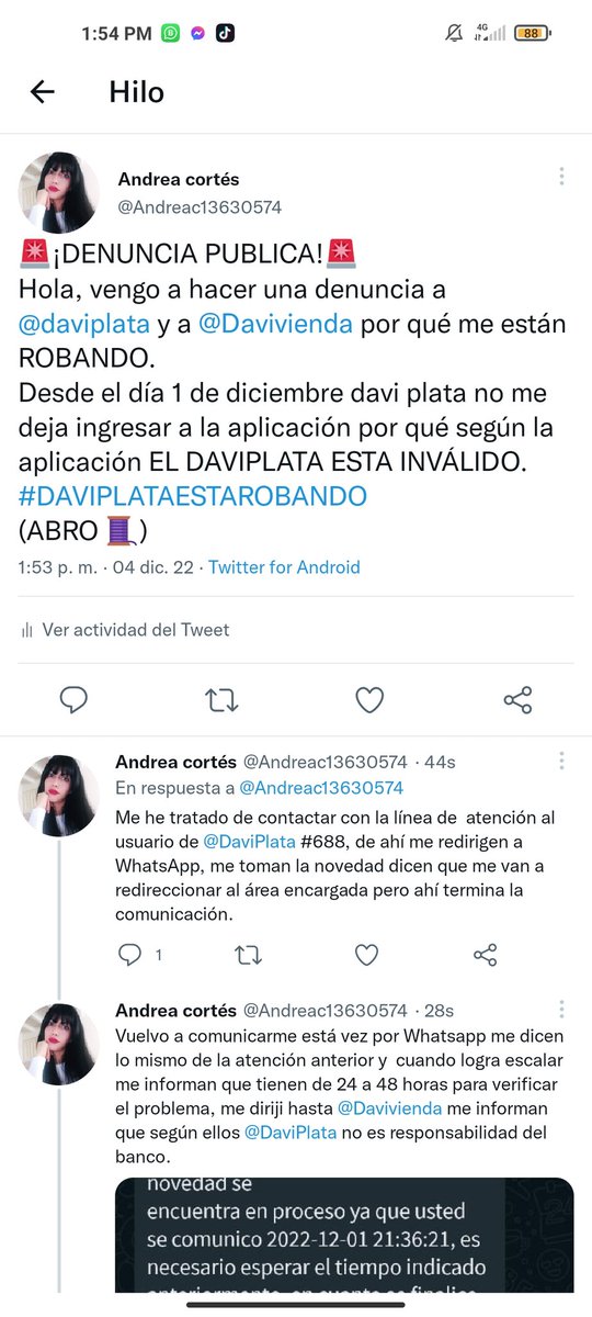 Andreac13630574's tweet photo. @DaviPlata ¡¡ NECESITO QUE  RESPONDAN POR MI DINERO!! https://t.co/VSP36OnF2C