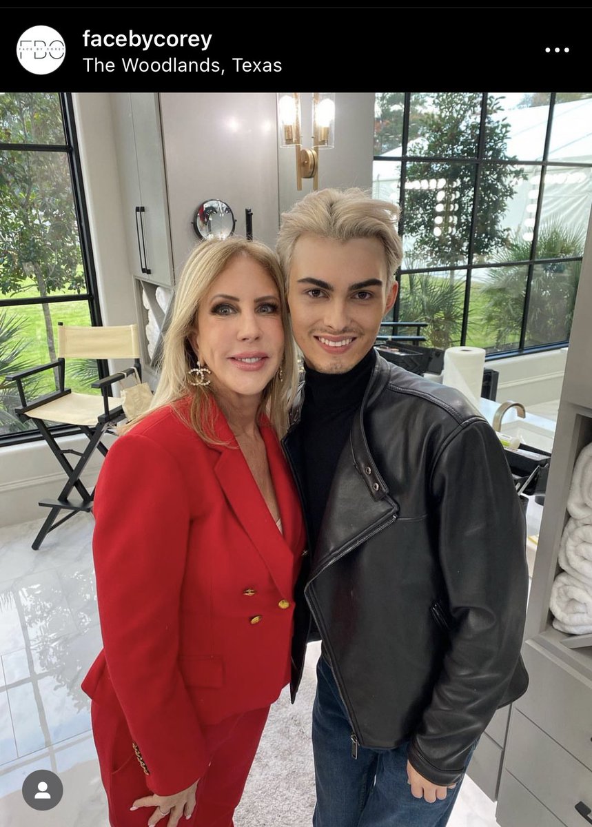 Just my babe doing #makeup on the #OG of the #OC <a href="/vgunvalson/">Vicki Gunvalson</a> 😍
#VickiGunvalson #RHWOC #makeupartist #FaceByCorey #FashionWoodlands #ProudMama #MakeAWish
