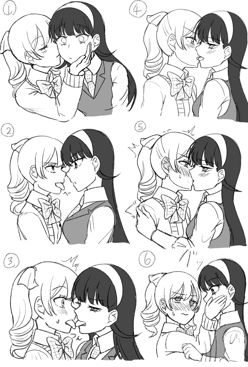 #創作百合 
自カプでキスの練習 