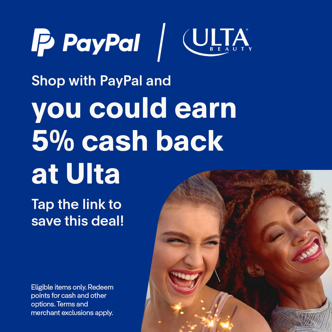 It’s #SavvyShopperSunday! This week, you could earn 5% cash back when you shop at @UltaBeauty using PayPal. Just tap the link to save the deal. bit.ly/3h2hZri #ItPaysToPayWithPayPal