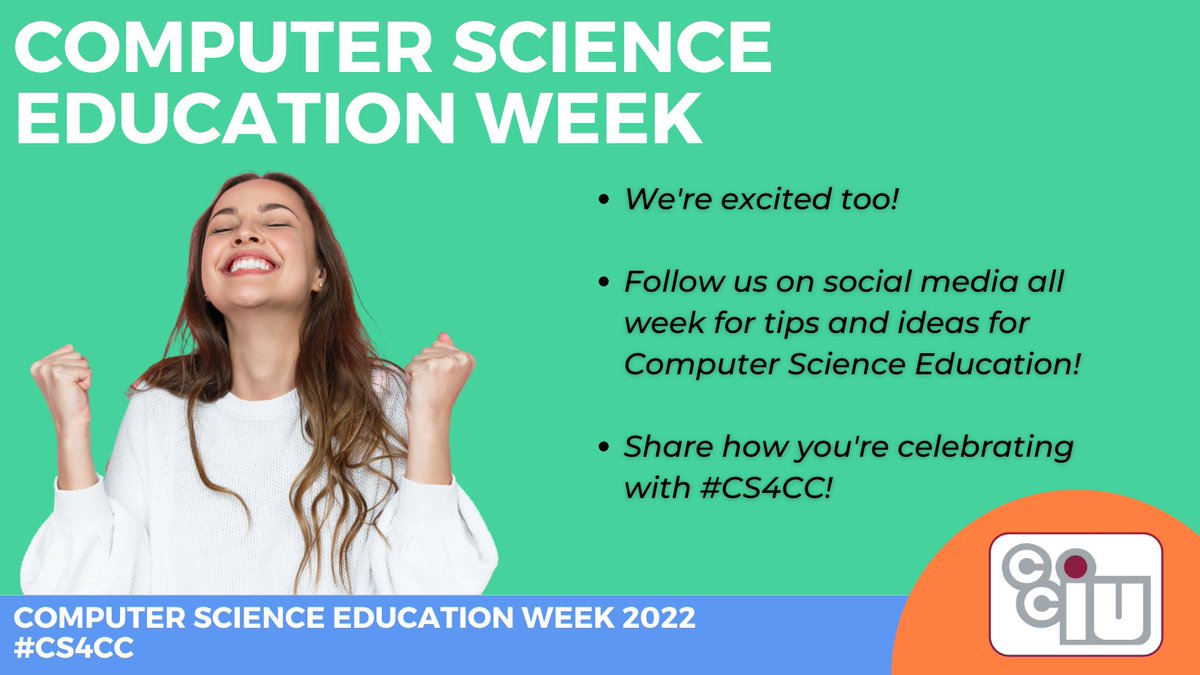 CCIU_24's tweet image. Happy #ComputerScienceEducationWeek!👩🏻‍💻 This week we&apos;ll be celebrating computer science education by sharing some of our favorite resources and hosting events! Share how you’re celebrating by using #CS4CC in your posts.💻 #CSEdWeek