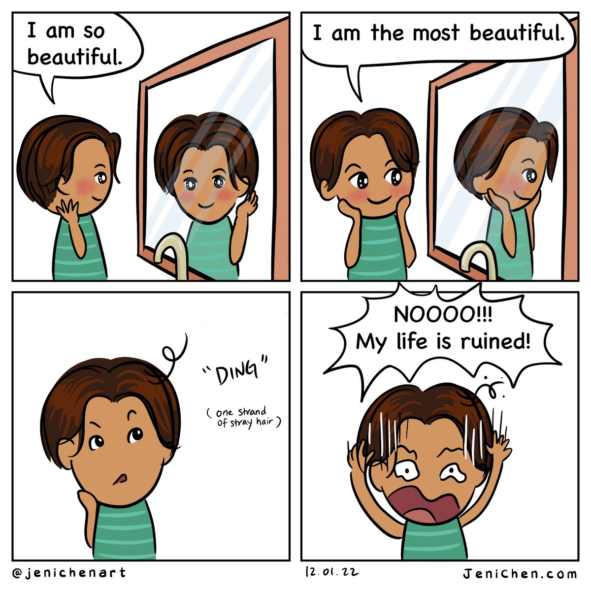 jenichenart's tweet photo. Another comics about hair. The kid is starting to care about his hair. I mean really care about it. #hairstyle #comics #ejrascal https://t.co/NAh9fsGB89