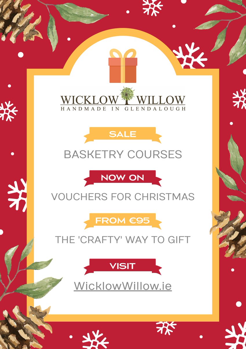 Wicklow Willow Vouchers - Now on Sale - The Crafty Way to Gift! 

New Courses Date for 2023 Released This Week!

Get over to wicklowwillow.ie/shop/ Now!!

Happy Christmas from Us to You!