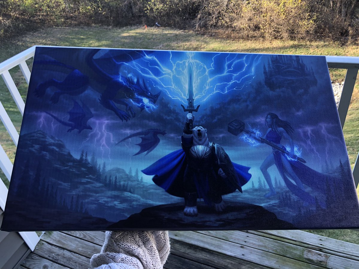 campashley718's tweet photo. @NozomiMats My friend @JonnyZKOT got this spectacular commission from @NozomiMats of my dnd character, Naga, printed out on canvas for me. Took some photos outside &amp; inside in an attempt to capture its beauty 🥹 https://t.co/HTRgTszltC