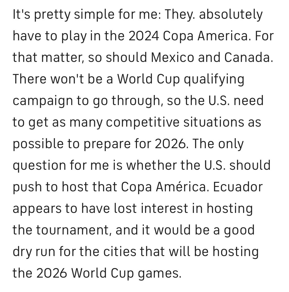 NEW MAILBAG: The United States shouldn’t just play in the 2024 Copa América. The US should host it: cbssports.com/soccer/news/us…