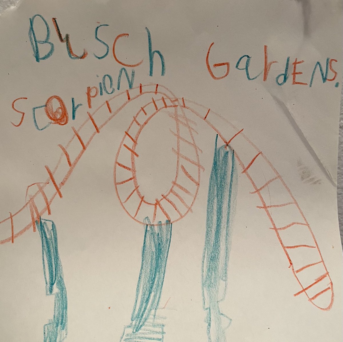 AMCyaonthemoon's tweet image. My daughter (7) drew this today and I just 🥰😂 ⁦@BuschGardens⁩