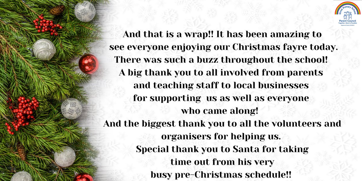 Our hearts are filled with gratitude today after such an overwhelming response ❤️
We would love to see any photos of the fayre you have, please feel free to share them here so we can compile them together. #elrickparentcouncil #elrickchristmas