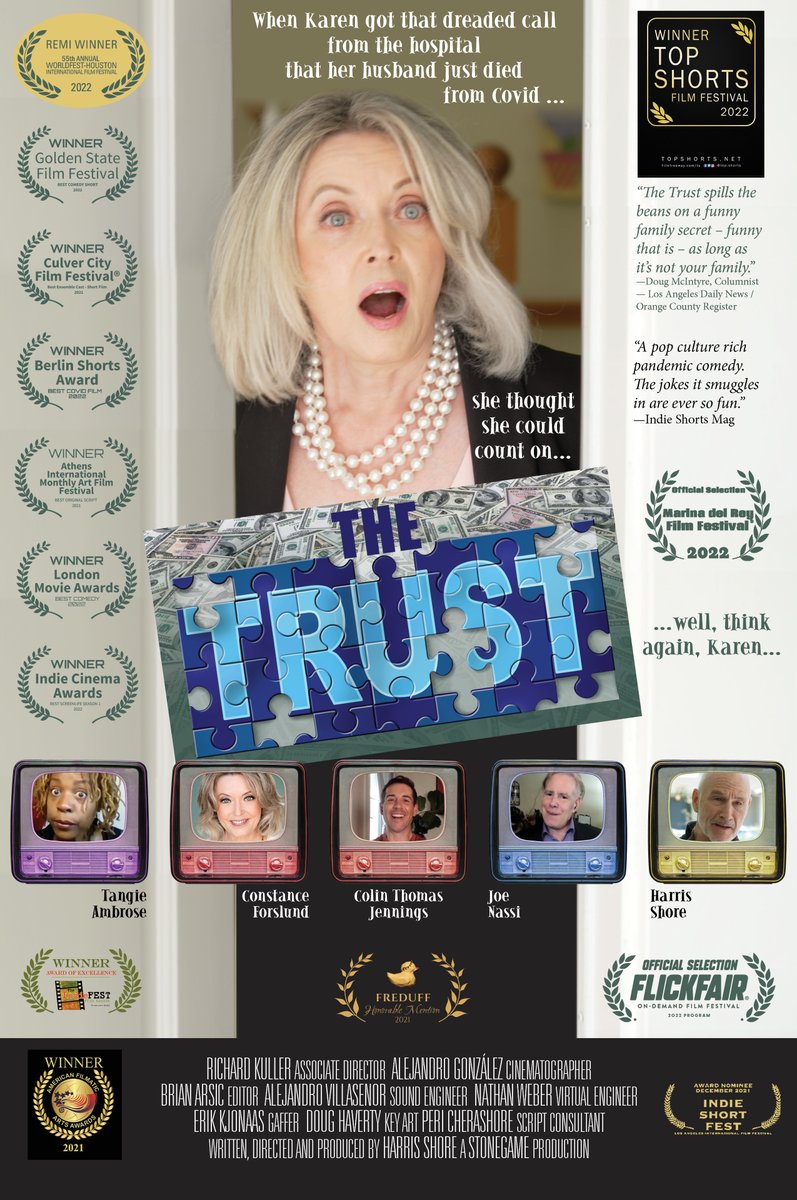 Hashore12's tweet image. Amazing news! "THE TRUST" was just selected by 2022 Erie International Film Festival via FilmFreeway.com! - After an exciting year of WORLD recognition for my short film, THE TRUST, with 38 Selections and 12 BEST awards, we were beginning to wind down, when this came in!