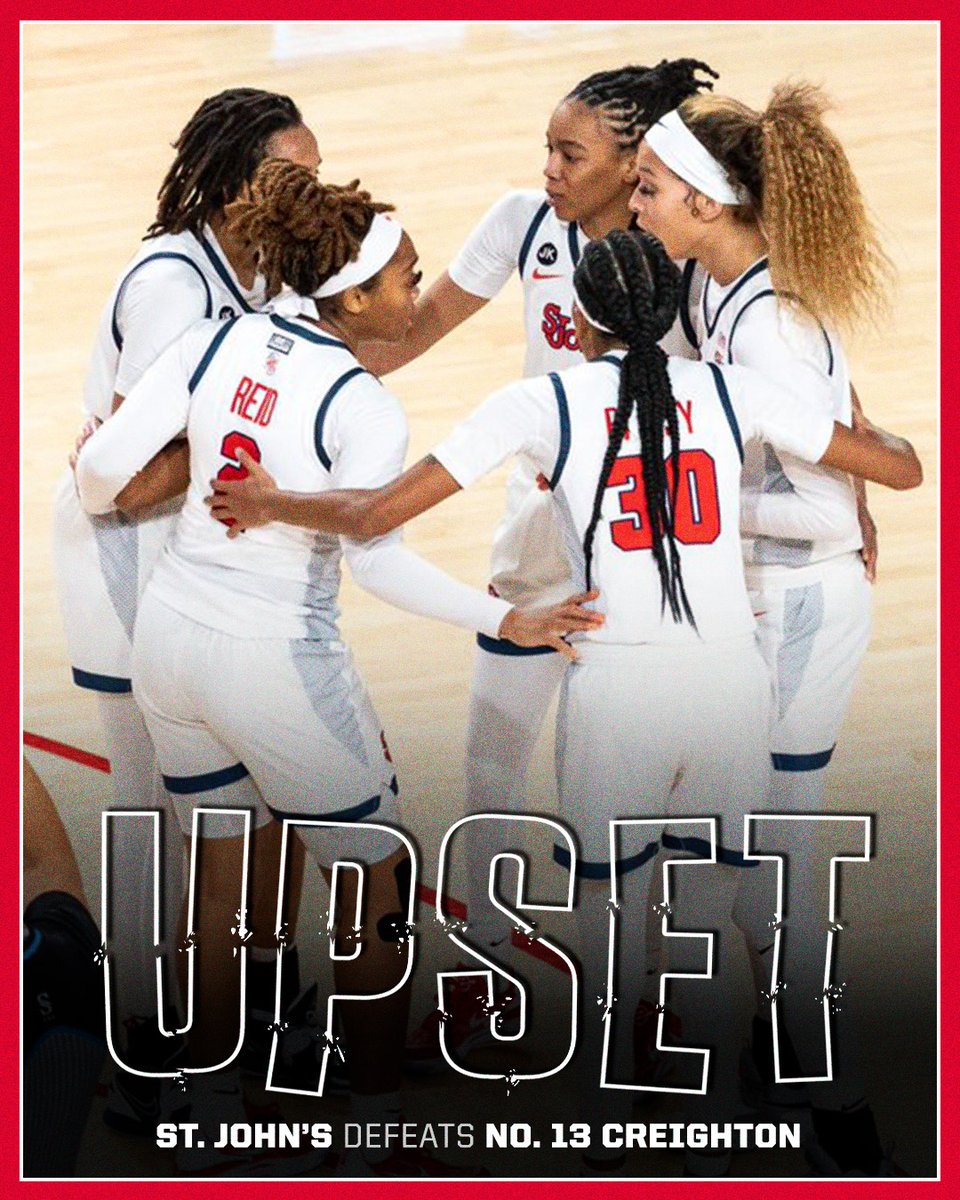 DOWN GOES CREIGHTON‼️

St. John's hands the No. 13 Bluejays their first loss of the season.

(📸 <a href="/StJohnsWBB/">St. John's WBB</a>)