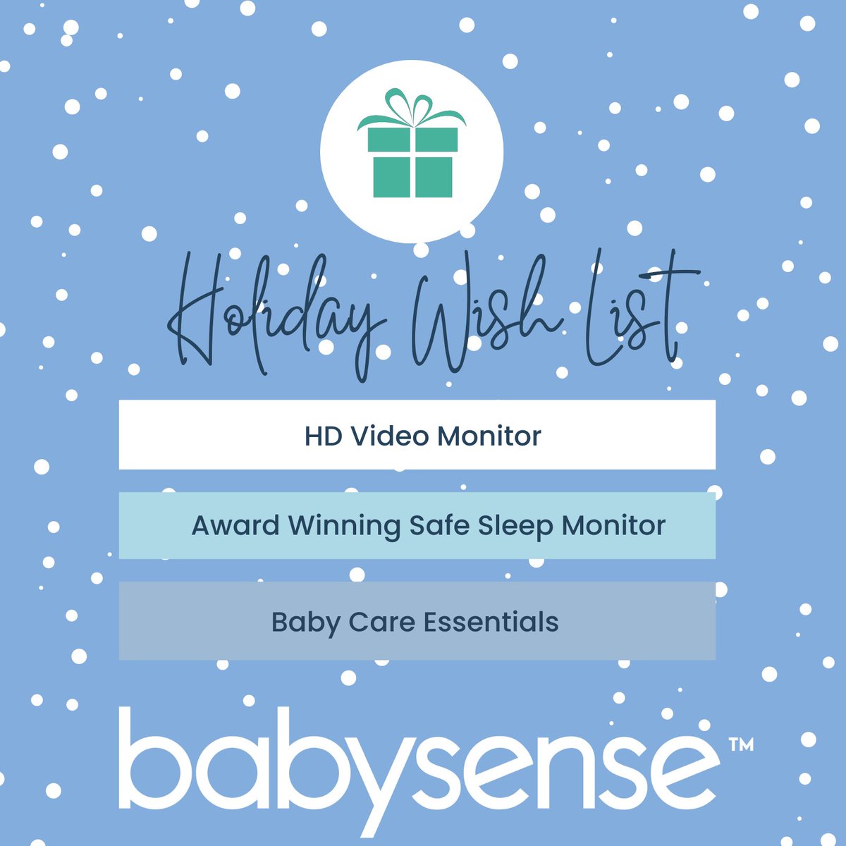 What's on your holiday wish list?

#babysense #safesleep #babymonitor #videomonitor #mommyswishlist #babyswishlist #holidaygifts #babycareessentials