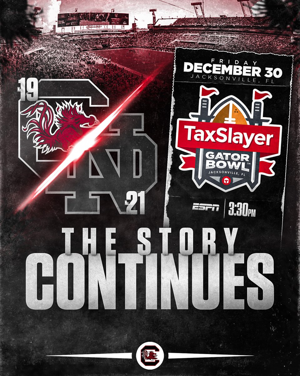 Gamecock Football (@GamecockFB) on Twitter photo 2022-12-04 21:00:55 We're headed to Jacksonville for the @taxslayerbowl! Get your tickets here: am.ticketmaster.com/gamecocks/bowl… We're headed to Jacksonville for the @taxslayerbowl! Get your tickets here: am.ticketmaster.com/gamecocks/bowl…
