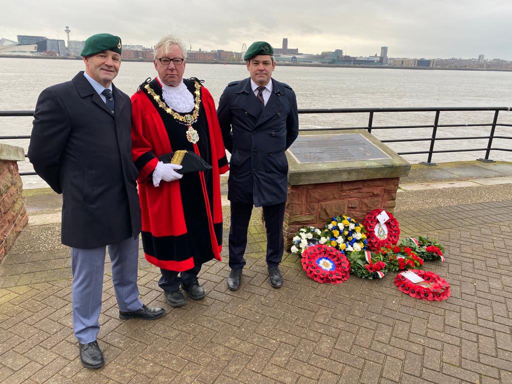 CllrJeffGreen's tweet photo. Honoured to welcome the attendees & lay a wreath on behalf of @WirralCouncil at the Operation Frankton Memorial today. Immortalised in the film #CockleshellHeroes it is particularly poignant in #Wirral as Corporal Albert Laver ‘Crayfish’ was a young man from Birkenhead. https://t.co/6hsU5RqEA1