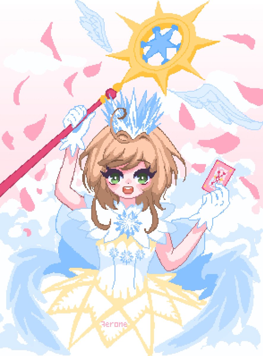 7erone_'s tweet photo. Sakura kinomoto in her clear card arc dress~ 
#pixelartist #Pixelart #animefanart #digitialart #绘画 #CardCaptorSakura #sakurakinomoto https://t.co/rPEKS3B925