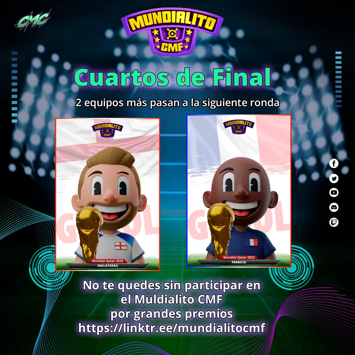CryptoMakersof's tweet photo. ⚽️ Inglaterra y Francia se meten en los cuartos de final
No te quedes sin participar en el Muldialito CMF
👇 Ve por el NFT de tu equipo favorito y participa por muchos premios en el JACKPOT final.
https://t.co/SjUu33hv80
#MundialitoCMF 
#Cryptomakers #NFT
#FIFA22 
#mundial #qatar https://t.co/s46qwu8F8X