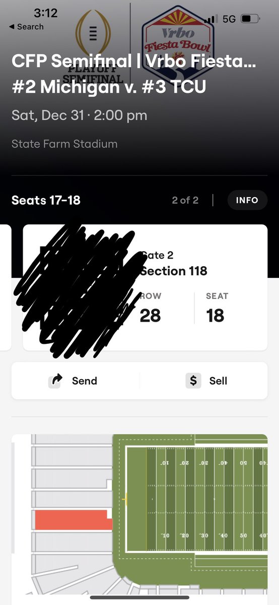 jackbevill's tweet photo. All, I jumped the gun and bought tickets to both playoff sites in hopes that UT would make it to one of them.  

I now have 2 tickets to sell to both games. If you know a Georgia, Ohio State, TCU, or Michigan fan who may be interested, please send them my way! Thanks in advance. https://t.co/iNqwCgL51X