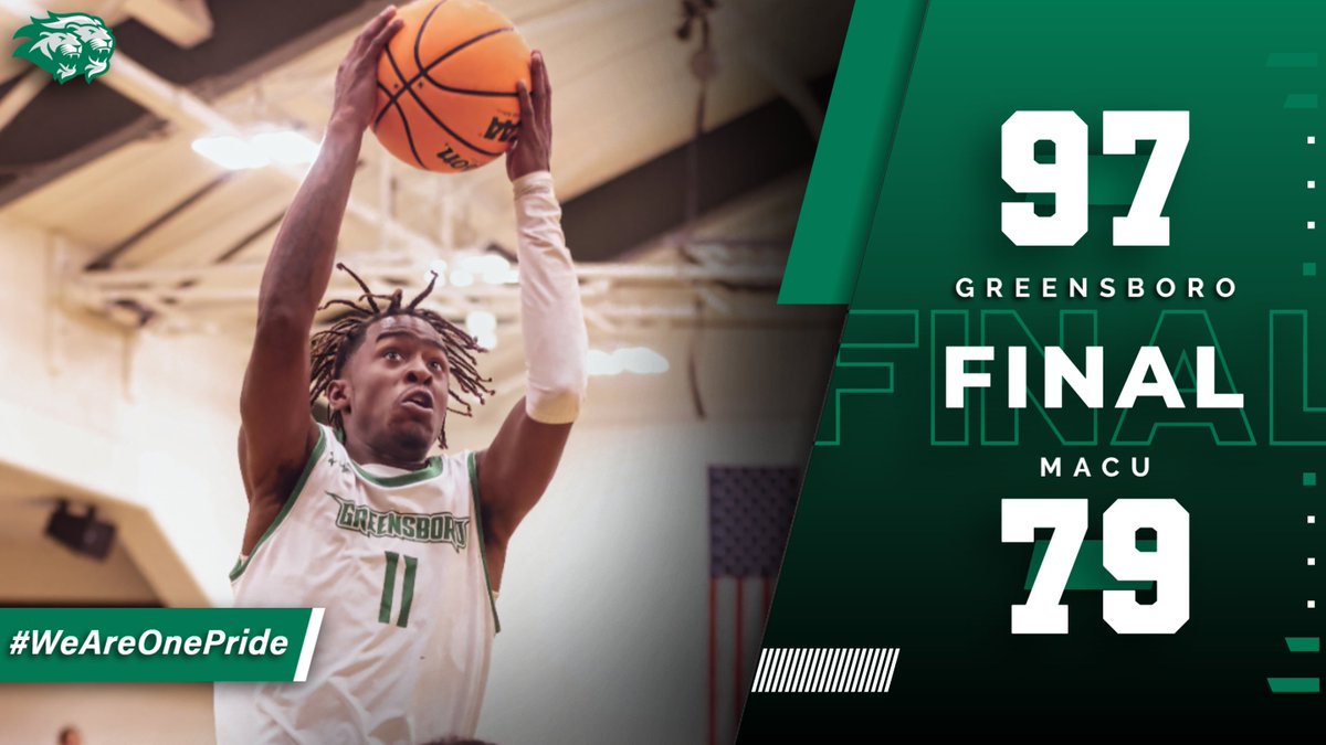 FINAL.  Men's Basketball defeats Mid-Atlantic Christian this afternoon in the Roger Taylor Invitational, 97-79. <a href="/GCPride_MBBall/">Greensboro College Men's Basketball</a> <a href="/GCMBB1/">GCMBB</a> <a href="/Gboro_College/">Greensboro College</a> #WeAreOnePride