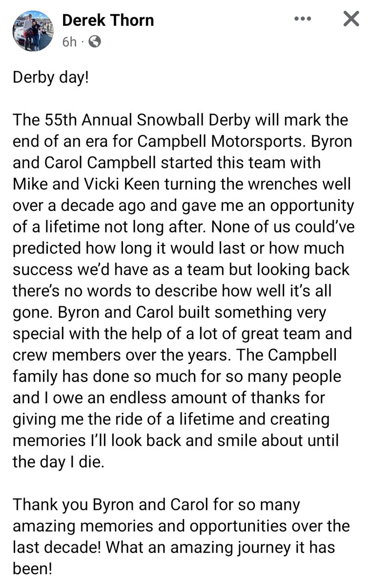 No matter what happens next, this is the end of an era for Derek Thorn and Campbell Motorsports