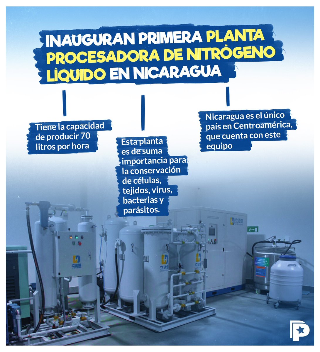 El GRUN, a través del <a href="/MinsaNicaragua/">Ministerio de Salud Nicaragua</a>, inauguró la primera Planta Procesadora d Nitrógeno Líquido, Seroteca del Complejo Nacional de Salud Dra. Concepción Palacios🇳🇮✊🏻🔴⚫

🔹️Permite conservar y preservar las células, tejidos, virus, bacterias y parásitos🔬