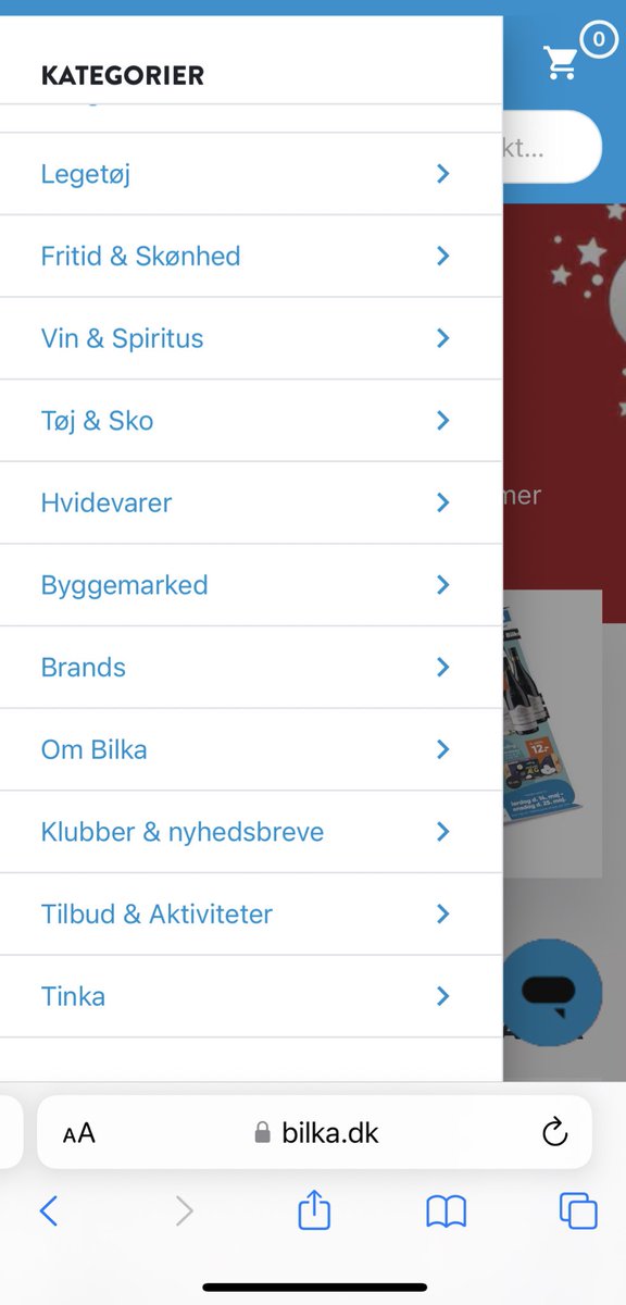 Det er en ædel UX-disciplin at holde en menu logisk og relevant. På Bilka.dk listes “Tinka” nu på linje med kategorier som “Hvidevarer” og “Tøj &amp; Sko” 🤔